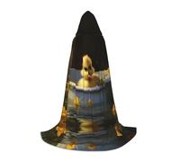 WBQLSL Halloween Costume, Duckling in the bath Printed S Wizard Cape, Suitable for Adults & Teens, Sizes S, M, L Available
