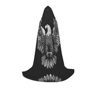 WBQLSL Halloween Costume, Eagle Spreads Wings Printed L Wizard Cape, Suitable for Adults & Teens, Sizes S, M, L Available
