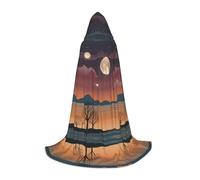 WBQLSL Halloween Costume, Evening moon Printed S Wizard Cape, Suitable for Adults & Teens, Sizes S, M, L Available