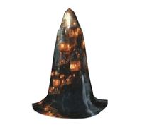 WBQLSL Halloween Costume, Fairy Tale World Printed S Wizard Cape, Suitable for Adults & Teens, Sizes S, M, L Available