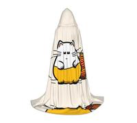 WBQLSL Halloween Costume, fat cat Printed S Wizard Cape, Suitable for Adults & Teens, Sizes S, M, L Available