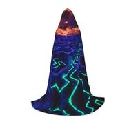 WBQLSL Halloween Costume, Fluorescent maze Printed M Wizard Cape, Suitable for Adults & Teens, Sizes S, M, L Available
