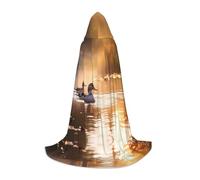 WBQLSL Halloween Costume, Mallard ducks at sunset Printed L Wizard Cape, Suitable for Adults & Teens, Sizes S, M, L Available