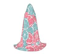 WBQLSL Halloween Costume, Pink Blue Citrus Slices Printed L Wizard Cape, Suitable for Adults & Teens, Sizes S, M, L Available