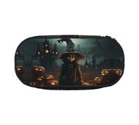 WBQLSL Halloween Trick-or-Treating Boy Printed stationery storage bag - multi-grid layered pencil case portable student pencil bag