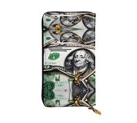 WBQLSL Hand-held leather wallet, 7.5 * 4.1 inch long wallet, secret compartment, storage, protect personal privacy, Banknote Patterns pattern