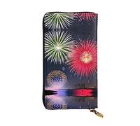 WBQLSL Hand-held leather wallet, 7.5 * 4.1 inch long wallet, secret compartment, storage, protect personal privacy, Splendid fireworks pattern