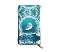 WBQLSL Hand-held leather wallet, 7.5 * 4.1 inch long wallet, secret compartment, storage, protect personal privacy, Sea of Love pattern