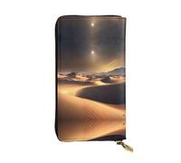 WBQLSL Hand-held leather wallet, 7.5 * 4.1 inch long wallet, secret compartment, storage, protect personal privacy, Sahara Desert pattern, Black, One Size