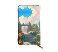 WBQLSL Hand-held leather wallet, 7.5 * 4.1 inch long wallet, secret compartment, storage, protect personal privacy, Outside the Castle Gate pattern