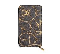 WBQLSL Hand-held leather wallet, 7.5 * 4.1 inch long wallet, secret compartment, storage, protect personal privacy, Golden Leaf pattern, Black, One Size