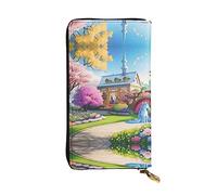 WBQLSL Hand-held leather wallet, 7.5 * 4.1 inch long wallet, secret compartment, storage, protect personal privacy, Unicorn Fairy Tale pattern, Black, One Size