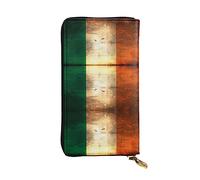 WBQLSL Hand-held leather wallet, 7.5 * 4.1 inch long wallet, secret compartment, storage, protect personal privacy, Retro Irish flag pattern