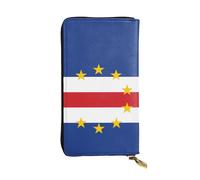 WBQLSL Hand-held leather wallet, 7.5 * 4.1 inch long wallet, secret compartment, storage, protect personal privacy, Flag of Cape Verde pattern