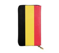 WBQLSL Hand-held leather wallet, 7.5 * 4.1 inch long wallet, secret compartment, storage, protect personal privacy, Flag of Belgium pattern, Black, One Size