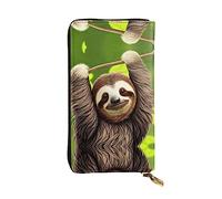 WBQLSL Hand-held leather wallet, 7.5 * 4.1 inch long wallet, secret compartment, storage, protect personal privacy, Cute Sloth pattern