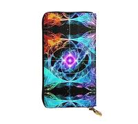 WBQLSL Hand-held leather wallet, 7.5 * 4.1 inch long wallet, secret compartment, storage, protect personal privacy, Eight Dimensional Space pattern, Black, One Size