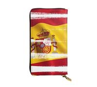 WBQLSL Hand-held leather wallet, 7.5 * 4.1 inch long wallet, secret compartment, storage, protect personal privacy, Spain Flag pattern