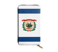 WBQLSL Hand-held leather wallet, 7.5 * 4.1 inch long wallet, secret compartment, storage, protect personal privacy, West Virginia Flag pattern