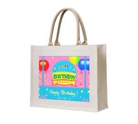 WBQLSL Happy Birthday Balloon Printed Canvas Tote | Lightweight Storage Bag Perfect for the Beach, Picnics, and Everyday Shopping