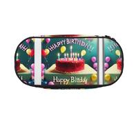 WBQLSL Happy Birthday Beautiful Large capacity pencil bag, multi-layer partition stationery storage bag - unisex learning office supplies