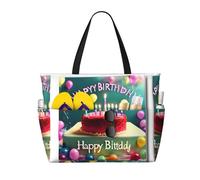 WBQLSL Happy Birthday Beautiful Pattern beach travel bag for gym/swimming pool/supermarket shopping/short trip
