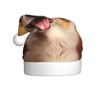 WBQLSL Happy corgi Print Santa Hat, Christmas Party/New Year's Party Decoration, Stage Performance Hat