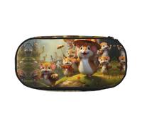 WBQLSL Happy Mouse Paradise Printed stationery storage bag - multi-grid layered pencil case portable student pencil bag