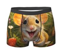 WBQLSL Happy Mouse Printed Men's Boxer Briefs - Quick-drying, Breathable, and Comfortable for Everyday Wear -, Black, M