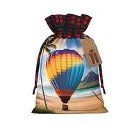 WBQLSL Hawaii Hot Air Balloon Gift drawstring bag, Christmas party supplies decoration bag, Christmas burlap gift bag 8.3 * 11.8 inches