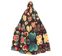 WBQLSL Heart Crush Flower Printed Halloween cape, masquerade hooded cape, suitable for theme parties
