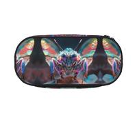 WBQLSL Holographic creatures Printed stationery storage bag - multi-grid layered pencil case portable student pencil bag