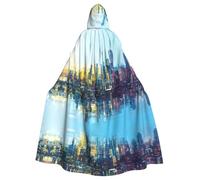 WBQLSL Holographic Reflection City Prints Hooded Cape - Holiday Party/Carnival Cosplay Costume Suitable for Adults and Children
