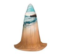 WBQLSL Hooded Cosplay Cape | Beach scenery Printed Large - Role-Playing Stage Costume Prop