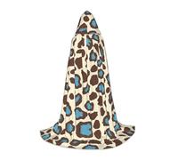 WBQLSL Hooded Cosplay Cape | Blue leopard print S printing - Role-Playing Stage Costume Prop