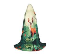 WBQLSL Hooded Cosplay Cape | Fawn Illustration Printed Small - Role-Playing Stage Costume Prop