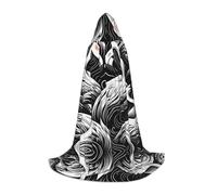 WBQLSL Hooded Cosplay Cape | Flamingo Background Image Printed Large - Role-Playing Stage Costume Prop