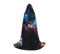 WBQLSL Hooded Cosplay Cape | Flowers at the River Printed Large - Role-Playing Stage Costume Prop
