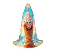 WBQLSL Hooded Cosplay Cape | frozen yogurt S printing - Role-Playing Stage Costume Prop