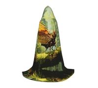 WBQLSL Hooded Cosplay Cape | Grasshopper on a branch Printed Large - Role-Playing Stage Costume Prop