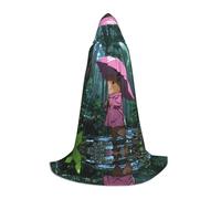WBQLSL Hooded Cosplay Cape | Groundhog with umbrella Printed Medium - Role-Playing Stage Costume Prop