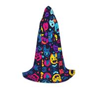 WBQLSL Hooded Cosplay Cape | happily Printed Large - Role-Playing Stage Costume Prop