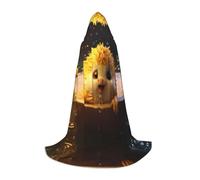 WBQLSL Hooded Cosplay Cape | Hedgehog in bubble bath L printing - Role-Playing Stage Costume Prop