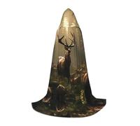 WBQLSL Hooded Cosplay Cape | herd of deer Printed Medium - Role-Playing Stage Costume Prop