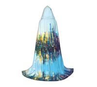 WBQLSL Hooded Cosplay Cape | Holographic Reflection City M printing - Role-Playing Stage Costume Prop