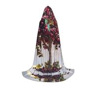 WBQLSL Hooded Cosplay Cape | Huge mulberries Printed Large - Role-Playing Stage Costume Prop