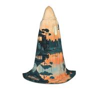 WBQLSL Hooded Cosplay Cape | Japanese illustration M printing - Role-Playing Stage Costume Prop