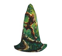 WBQLSL Hooded Cosplay Cape | Macaques on the tree L printing - Role-Playing Stage Costume Prop