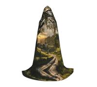 WBQLSL Hooded Cosplay Cape | Pastoral after rain L printing - Role-Playing Stage Costume Prop