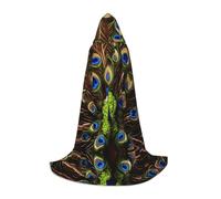 WBQLSL Hooded Cosplay Cape | Peacock Spreads Its Tail S printing - Role-Playing Stage Costume Prop